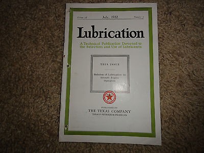 TEXACO OIL COMPANY AIRCRAFT LUBRICATION PAMPHLET 1932 TEXAS COMPANY