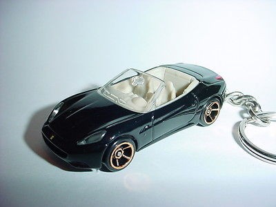 NEW BLACK FERRARI CALIFORNIA CUSTOM KEYCHAIN ring FOB HOT WHEELS TOY 