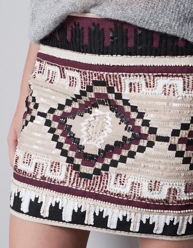 ZARA ETHNIC SEQUINNED SKIRT SEQUINS NAVAJO BOHEMIAN FASHION BLOGGER