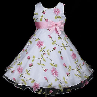   Wedding Pink Halloween Christmas Fall Flower Girls Dress 4 5y sz 70