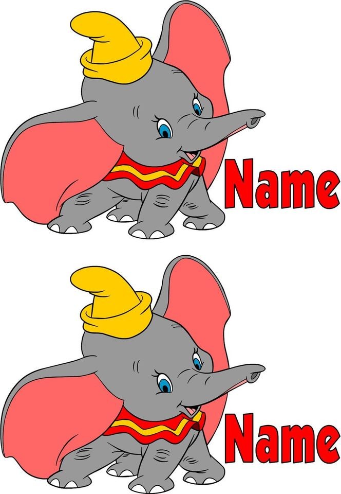 PERSONALISED DUMBO ELEPHANT IRON TRANSFER LIGHT FABRICS