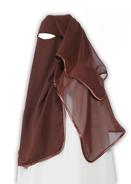 Brown satin Niqab veil burqa face cover Hijab Abaya