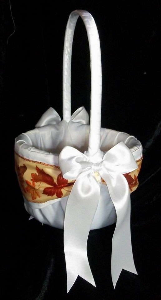 Autumn FALL Wedding Flower Girl BASKET IVORY or WHITE