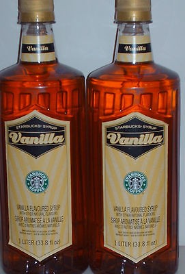   BOTTLES STARBUCKS VANILLA FLAVORED SYRUP 1 LITER EACH (2 LITERS TOTAL