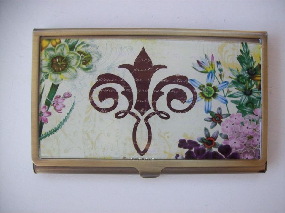 Fleur De Lis ID Document Business Card Credit Card Metal Case Holder