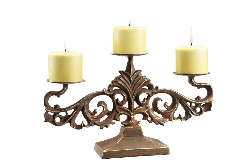 Fleur de Lis Candelabra Fireplace Insert Centerpiece