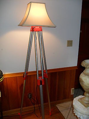 Surveyors Tripod Floor Lamp w/Shade Modern Retro Industrial Nautical