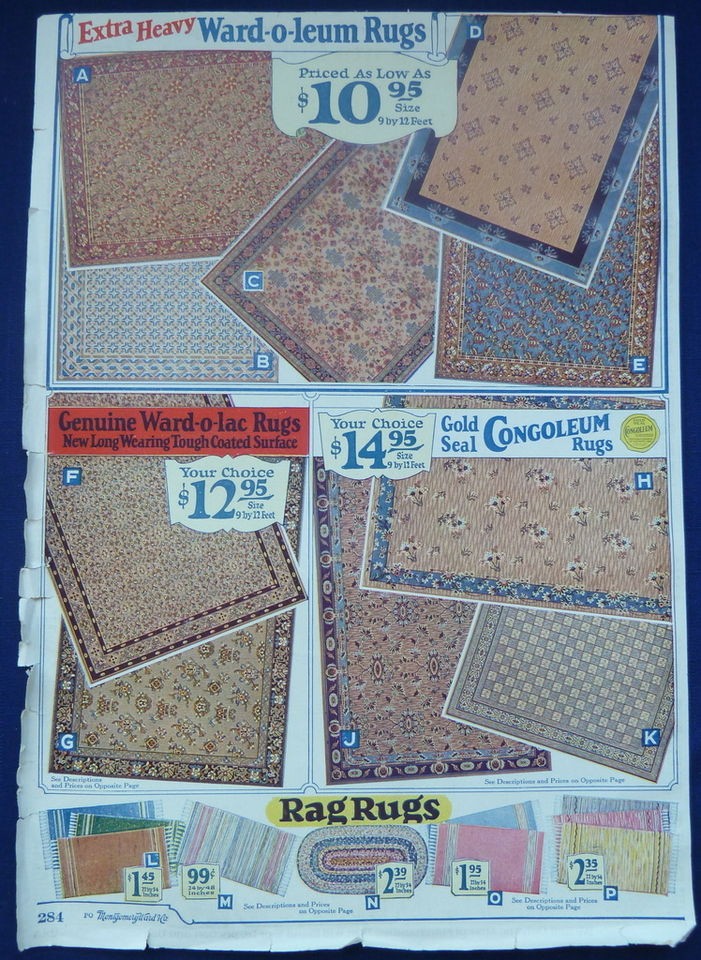 Floor Coverings Carpet Rugs Linoleum, Original Vintage Antique 1920s 