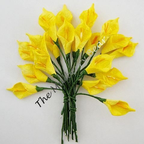 10 3/8 Goldenrod CALLA LILIES Mulberry Paper FLOWERS, Spring, Easter 