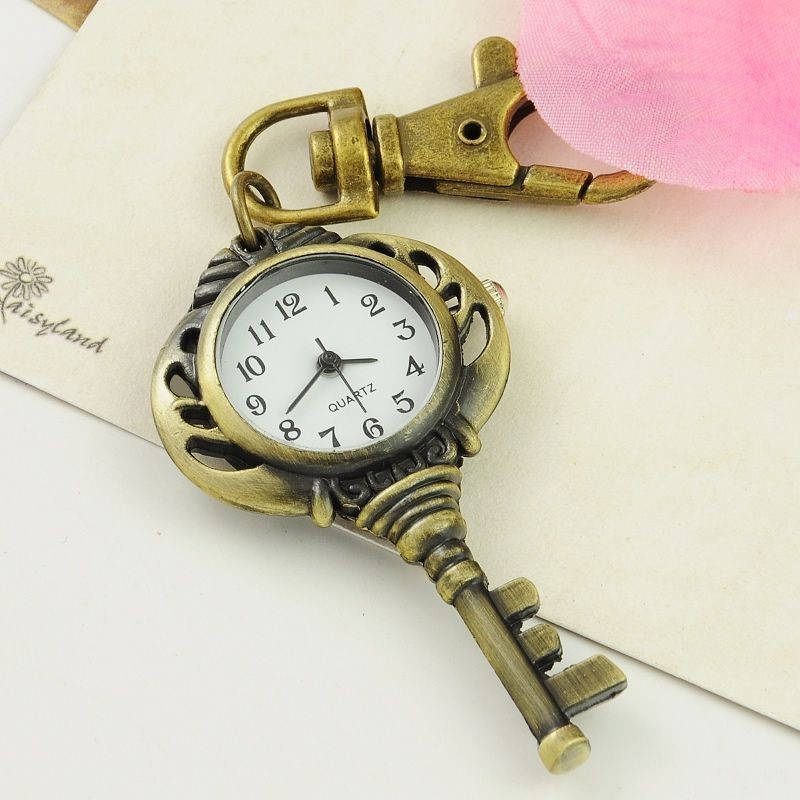 19 style Bronze Boy Girl Quartz Lovely Key Ring Pocket Pendant Watch 