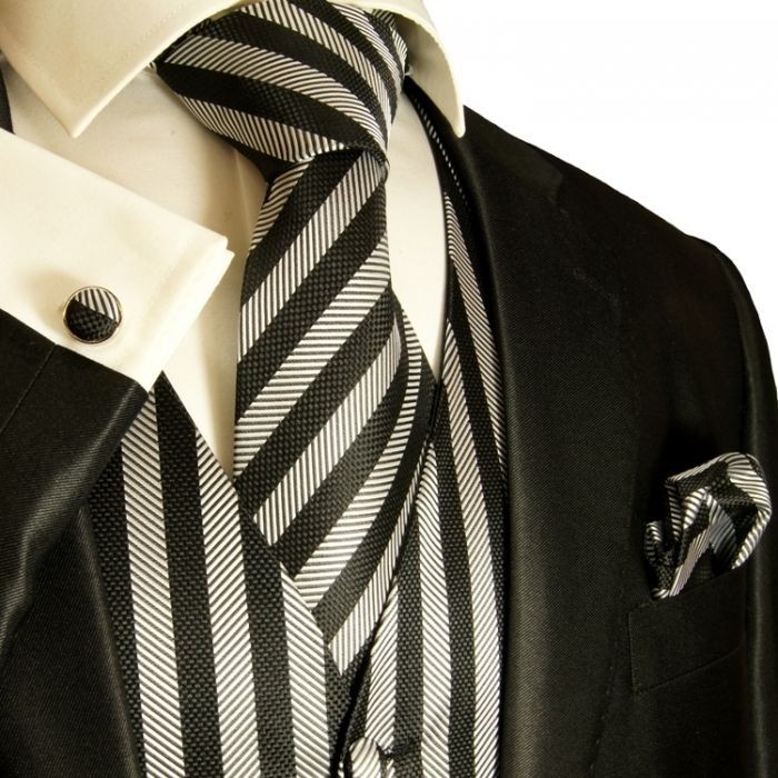 V10/ Silver & Black Paul Malone Tuxedo Vest, Wedding