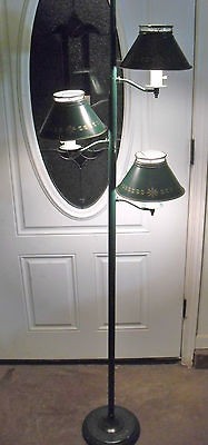 Vintage Bouillotte Floor Lamp Crows Feet Evergreen Gold Leaf 