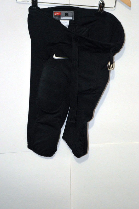 NIKE BOYS Y SMALL FOOTBALL PANTS BLACK PADDING BELT ELASTIC CUFFS POLY 