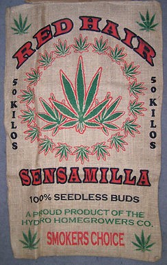   SENSAMILLA POT LEAF BURLAP SACK room decor printed bag novelty decor