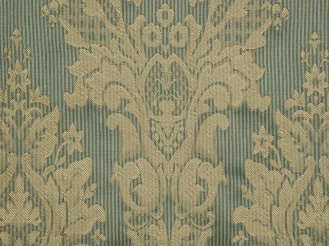 Green Stripe French Damask Drapery Upholstery Fabric