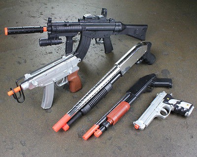 NEW Lot 5 Spring Airsoft Guns Rifle Shotgun Uzi Beretta Pistol Toy w 