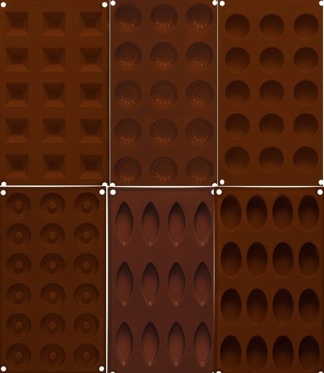 CHOCOLATE ICE SOAP FUDGE CANDY DECORATING SILICONE MOULD 6 DESIGN 