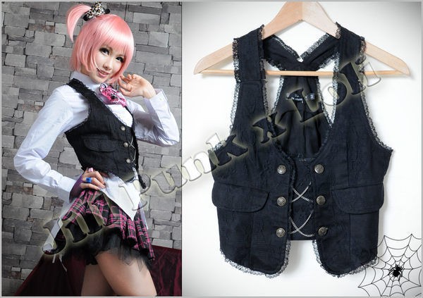 lolita goth medieval British Gentry Dame equastrian waistcoat vest 