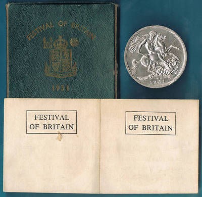 George VI 1951 Festival of Britain Crown in Original Rare Green Case 