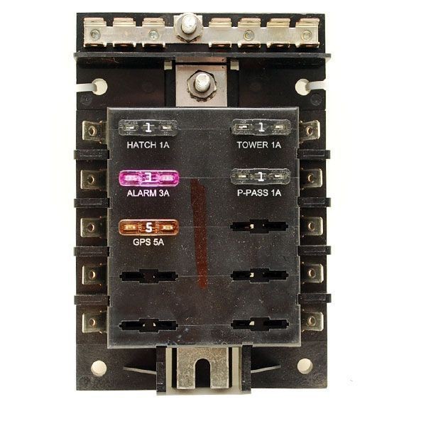 STANDARD 10 POSITION BOAT FUSE BLOCK PANEL W/ 5 FUSES