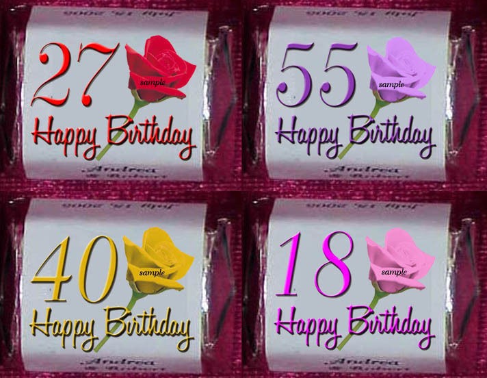 Birthday Rose Any Age Candy Wrappers Personalized Party Favors