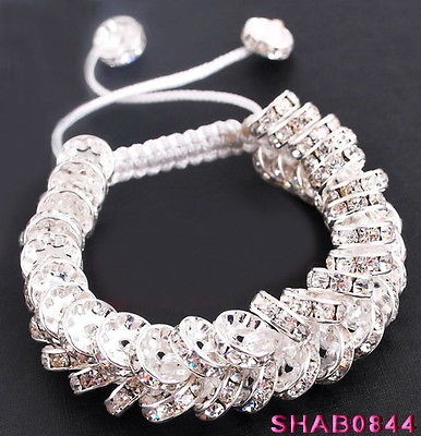 Clear 1P rhinestone Spacer bead friendship men Macrame bracelet braid 