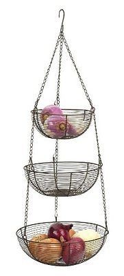 Prodyne Hanging Wire Baskets holds a variety of fruits and vegetables 