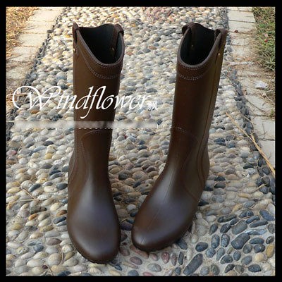   RAIN BOOTS riding boots Black Chocolate Japanese Korean Fashion