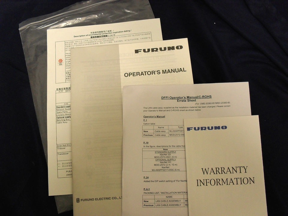 USED Furuno DFFI Network Sounder Operators Manual