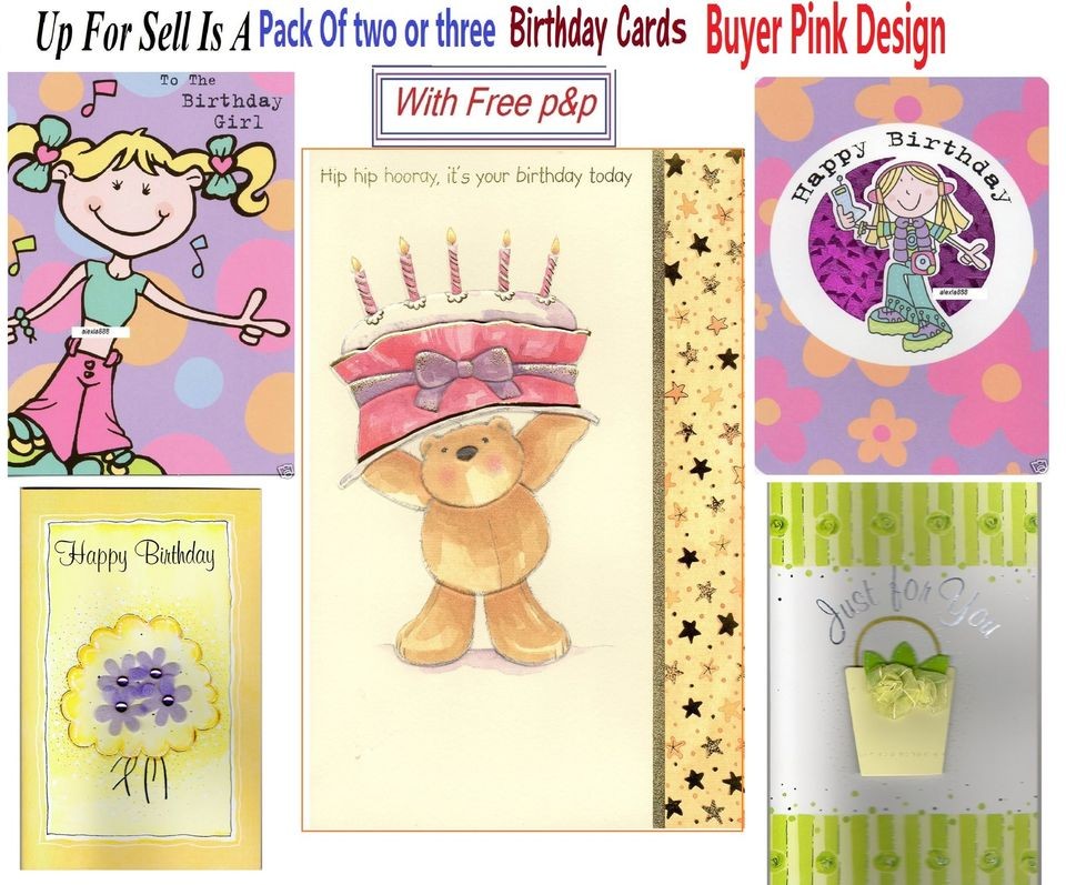 Pack 2 or 3 Open General Happy Birthday Card Suitable For Anyone 