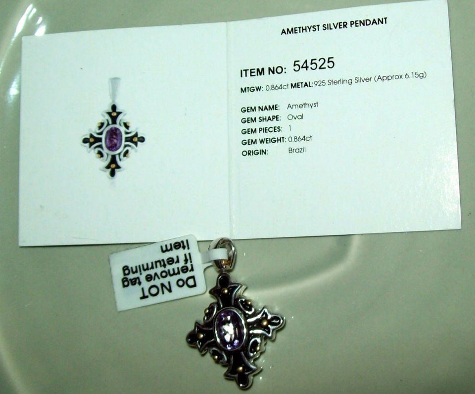 Amethyst Silver Pendant Gem TV NWT Item# 54525 Beauty