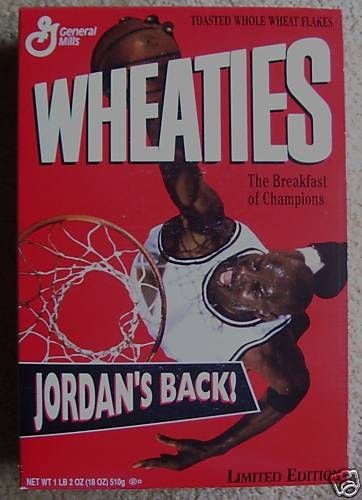 GM WHEATIES 1995/96 MICHAEL JORDAN CEREAL BOX    UNOPENED    MINT