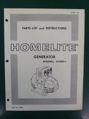 HOMELITE GENERATOR PARTS LIST MANUAL HY50  1 # 24556