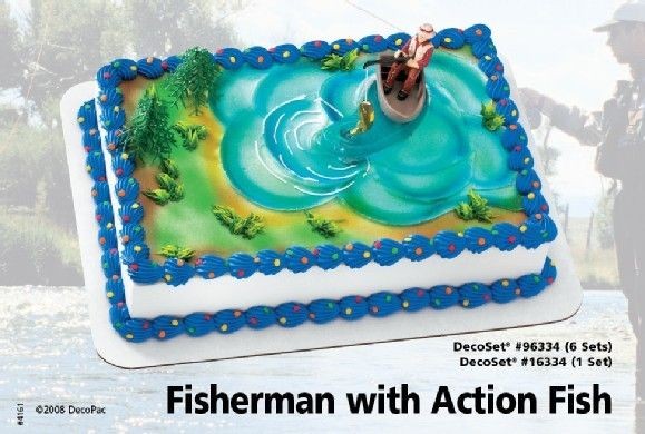 Fisherman Boat Cake Decoration Kit Topper Fishing