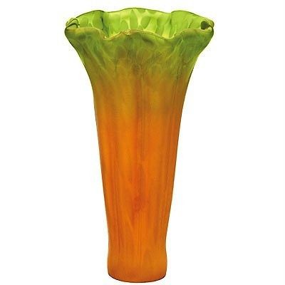 AMBER GREEN FRIT TULIP LAMP LIGHT SHADE 1 FITTER