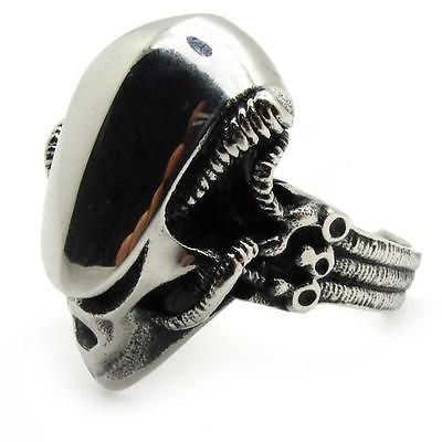 Mens PUNK screamers silver stainless steel ET mask aliens warrior 