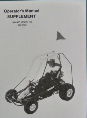 MANCO MODEL 286 182E GO KART PARTS LIST OPERATORS MANUAL CART