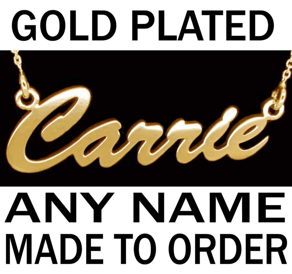 9CT GOLD PLATED CARRIE STYLE NAME NECKLACE 18  CHAIN