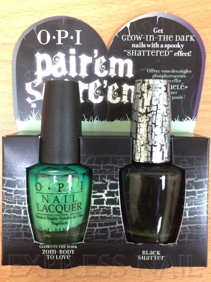 OPI Halloween Glow In The Dark Zom Body To Love + Black Shatter Pair 