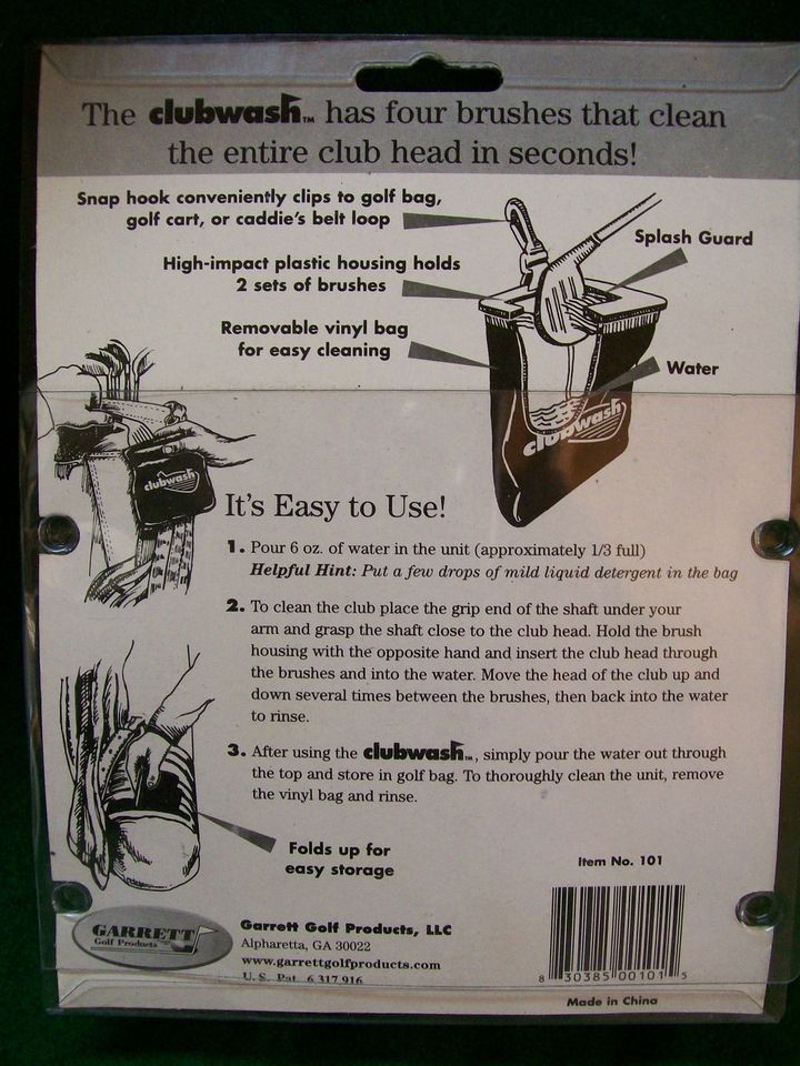   Golf Club Iron Cleaner Brush Wash Hangs On Golf Bag or Golf Cart