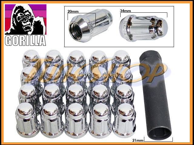 20 GORILLA SPLINE TUNER LOCK LUG NUT 12X1.5 1.5 ACORN WHEELS RIMS 