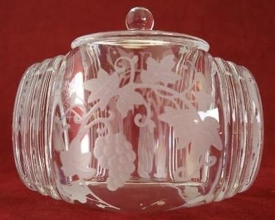 ETCHED GLASS CRYSTAL WINE BARREL TRINKET DISH, SALT, VOTIVE with 