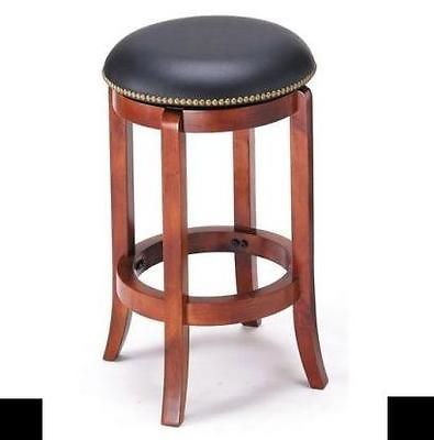   BAR STOOL 26 24 padded chair cherry wood black cushion high new