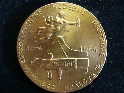 1964 Petrof Piano. Rare Medal. 100 YearAnniv. Gold Plated.