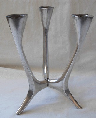 ART DECO 835 SILVER 3 LIGHT CANDELABRA BY WILKENS GERMANY   385 GRAMS