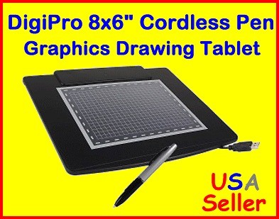   8x6 USB Graphics Design Writing Drawing Tablet w/ Cordless Pen