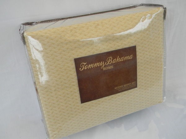   Bahama Relax Tropical BasketWeave Queen Sheet Set 300TC NEW Beige Tan