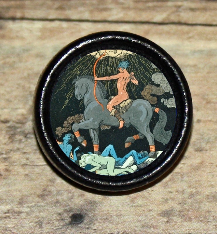 GREEK GOD on HORSE Georges Barbier Altered Art Tie Tack or Ring or 