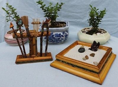   SET DRY JAPANESE HAND CRAFTED TOOL RACK RAKE MEDITATE WOOD SAND Z7