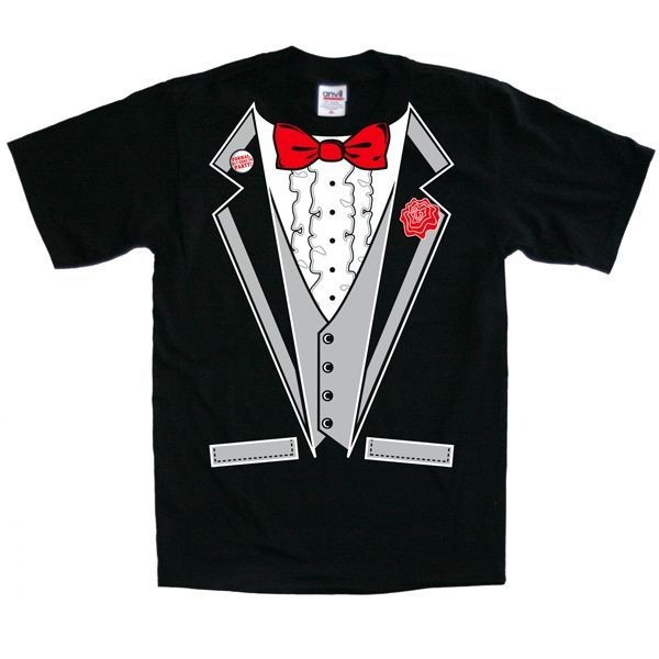 TUXEDO T SHIRT BLACK BACHELOR PARTY WEDDING PROM